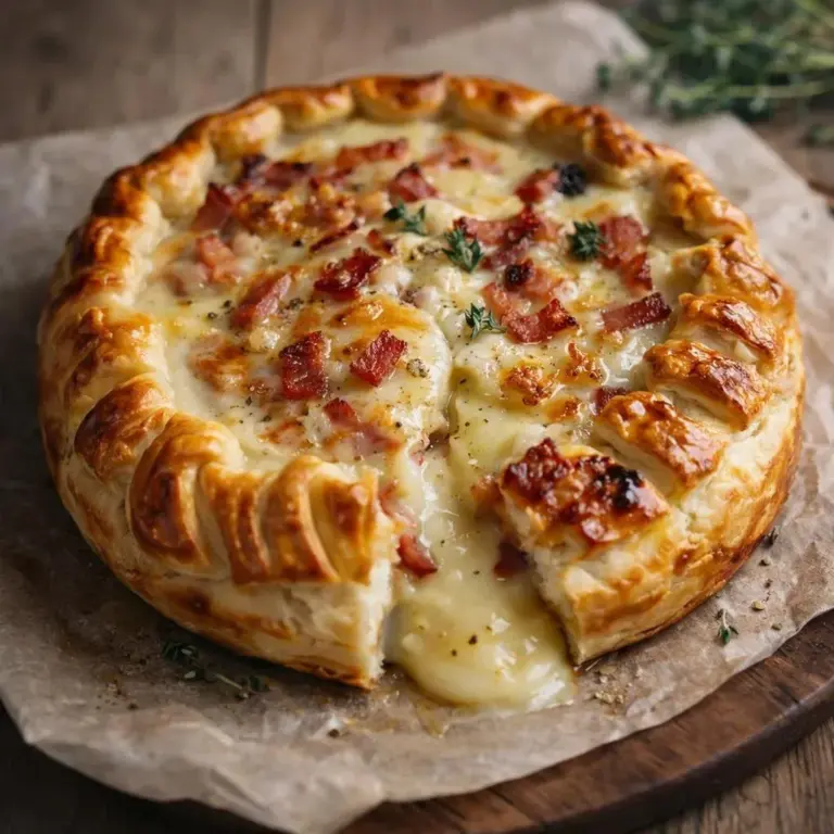 Cremiger Camembert im knusprigen Blätterteig mit Bacon genießen