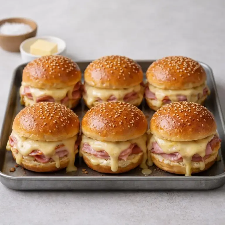 Mini-Burger mit Schinken, Cheddar und Käsesauce – So gelingt’s!