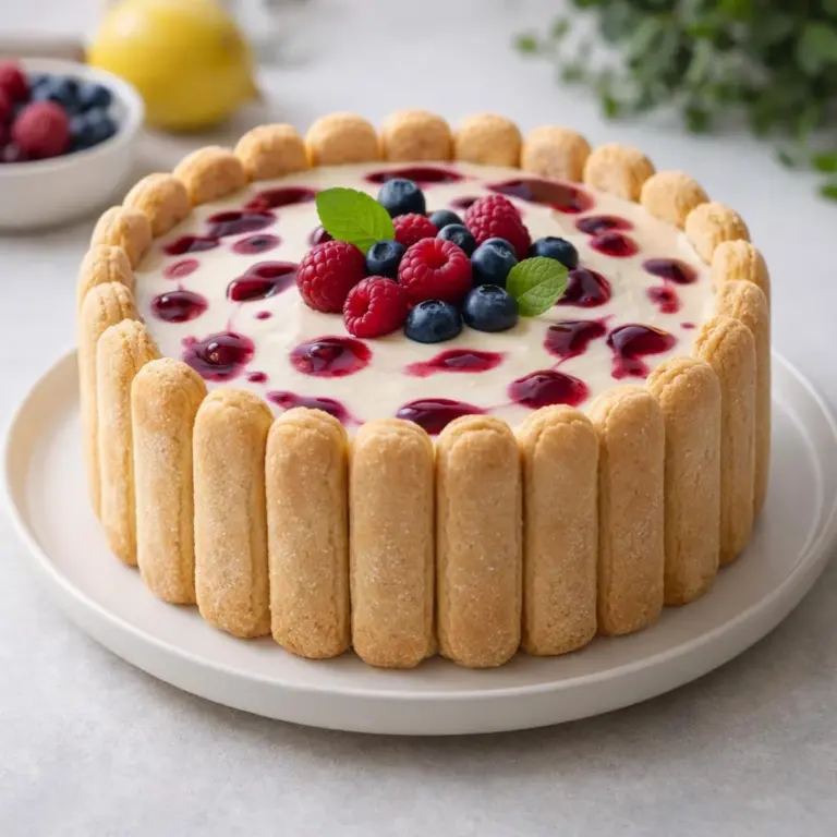 Mascarpone-Tiramisu-Torte mit roten Früchten (ohne Backen)