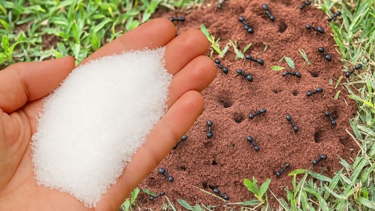 Die Ameisen fressen es sofort. Sie verschwinden im Handumdrehen aus dem Garten.