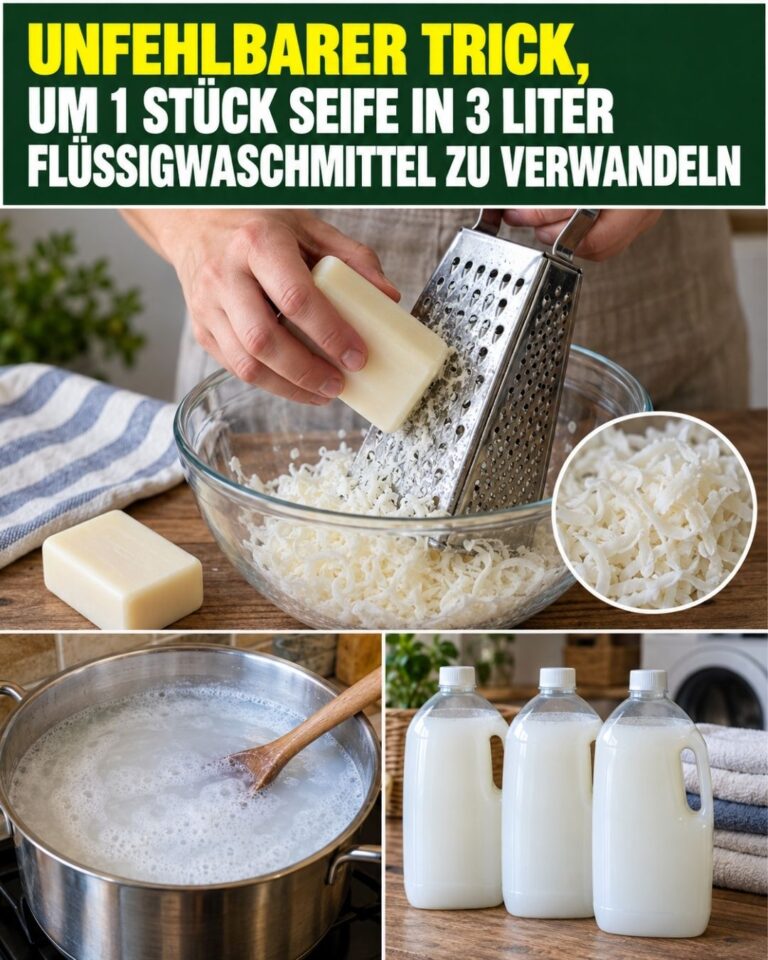 Unfehlbarer Trick, um 1 Stück Seife in 3 Liter Flüssigwaschmittel zu verwandeln