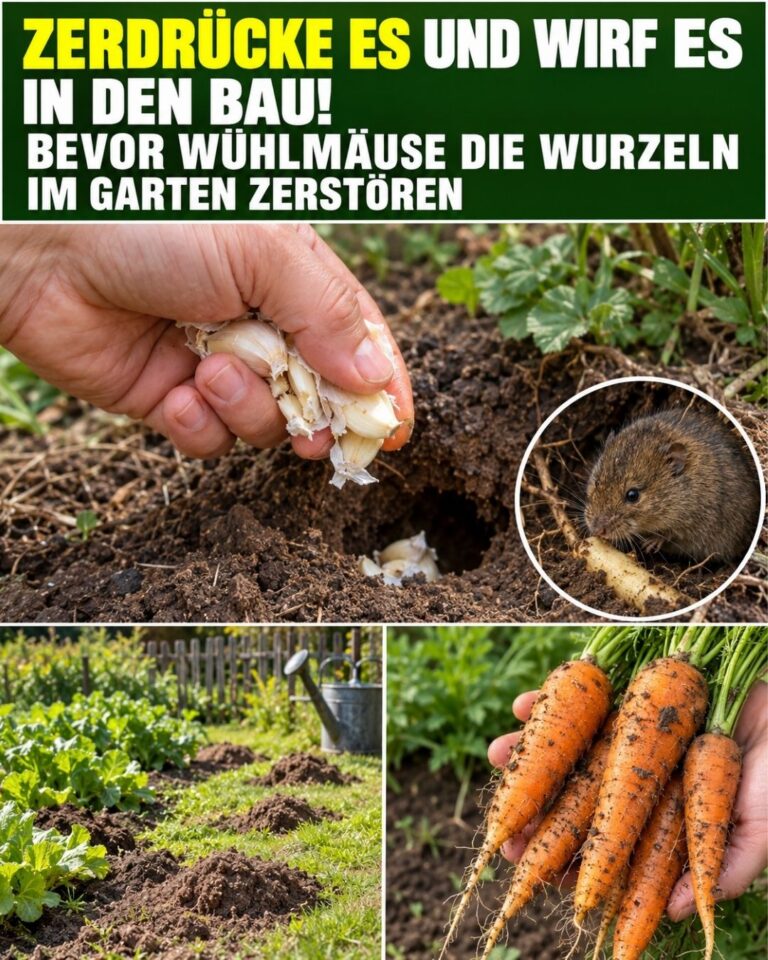 Zerdrücke es und wirf es in den Bau! Bevor Wühlmäuse die Wurzeln im Garten zerstören